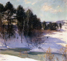 Копия картины "thawing brook (winter shadows)" художника "меткалф уиллард"