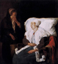 Репродукция картины "the sick girl" художника "метсю габриель"