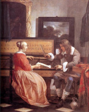 Копия картины "a man and a woman seated by a virginal" художника "метсю габриель"