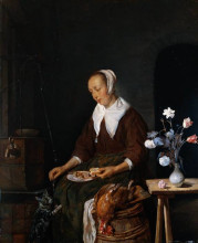 Копия картины "woman eating" художника "метсю габриель"