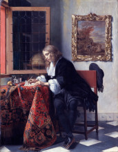 Картина "man writing a letter" художника "метсю габриель"