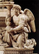 Репродукция картины "angel with candlestick" художника "микеланджело"
