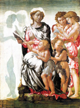 Картина "the virgin and child with saint john and angels (manchester madonna)" художника "микеланджело"