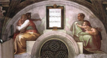 Картина "the ancestors of christ: jechoniah, shealtiel" художника "микеланджело"