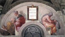 Репродукция картины "the ancestors of christ: manasseh, amon" художника "микеланджело"