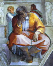 Картина "the prophet jeremiah" художника "микеланджело"