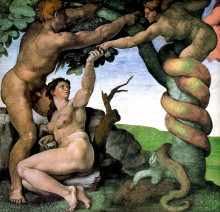 Репродукция картины "adam and eve" художника "микеланджело"