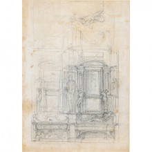 Копия картины "studies for a double tomb wall" художника "микеланджело"