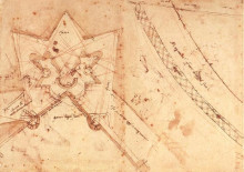 Картина "sketch of fortifications of porta del prato in florence (ground floor plan)" художника "микеланджело"