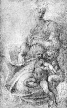 Картина "madonna, child and st.john the baptist" художника "микеланджело"