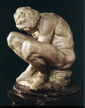 Репродукция картины "crouching boy" художника "микеланджело"