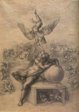 Репродукция картины "the dream of human life" художника "микеланджело"