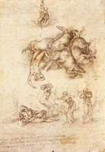 Репродукция картины "the fall of phaeton" художника "микеланджело"