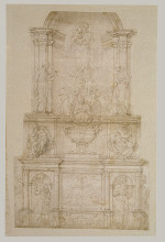 Репродукция картины "design for julius ii tomb (first version)" художника "микеланджело"