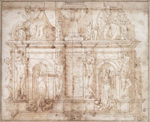 Копия картины "design for julius ii tomb (second version)" художника "микеланджело"