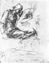 Копия картины "study to &quot;madonna and child with st.john the baptist&quot;" художника "микеланджело"
