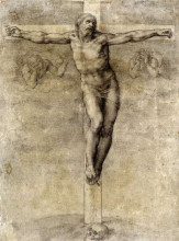 Репродукция картины "study to crucifixion" художника "микеланджело"