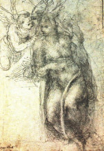 Репродукция картины "annunciation (study)" художника "микеланджело"