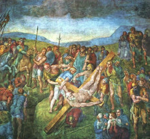 Репродукция картины "martyrdom of st.peter" художника "микеланджело"