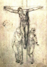 Репродукция картины "study of &quot;christ on the cross between the virgin and st. john the evangelist&quot;" художника "микеланджело"