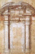 Копия картины "study for the porta pia (a gate in the aurelian walls of rome)" художника "микеланджело"