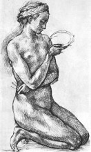 Репродукция картины "nude woman on her knees" художника "микеланджело"