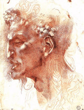 Репродукция картины "satyr&#39;s head" художника "микеланджело"
