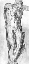 Репродукция картины "study of a nude man" художника "микеланджело"