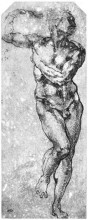 Копия картины "study of nude man" художника "микеланджело"