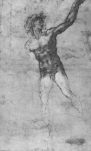 Картина "sketch of a nude man (study for the &quot;battle of cascina&quot;)" художника "микеланджело"