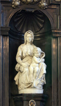 Репродукция картины "madonna and child" художника "микеланджело"