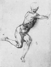 Репродукция картины "study of figure to &quot;battle of cascina&quot;" художника "микеланджело"