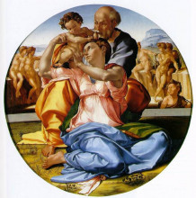 Копия картины "holy family with st. john the baptist" художника "микеланджело"
