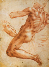Копия картины "study for an ignudo" художника "микеланджело"
