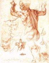 Копия картины "study to the libyan sibyl" художника "микеланджело"