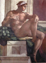 Репродукция картины "ignudo" художника "микеланджело"