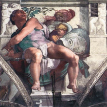 Репродукция картины "the prophet jonah" художника "микеланджело"