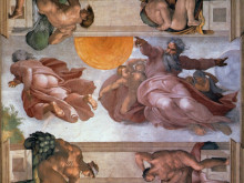 Копия картины "sistine chapel ceiling: creation of the sun and moon" художника "микеланджело"