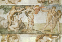 Репродукция картины "sistine chapel ceiling: the temptation and expulsion" художника "микеланджело"