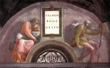 Картина "the ancestors of christ: boaz, obed" художника "микеланджело"