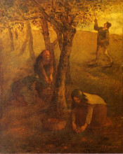 Репродукция картины "сбор яблок" художника "милле жан-франсуа"