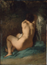 Репродукция картины "сидящая обнаженная" художника "милле жан-франсуа"