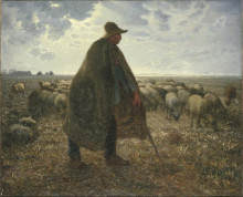 Репродукция картины "пастух гонит стадо" художника "милле жан-франсуа"