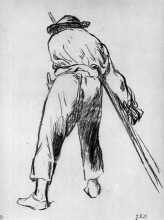 Репродукция картины "sketch of moving farmer" художника "милле жан-франсуа"
