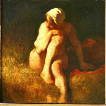 Репродукция картины "naked peasant girl at the river" художника "милле жан-франсуа"