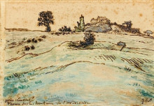 Картина "farm on the hills of the ardoisi&#232;re near cusset" художника "милле жан-франсуа"