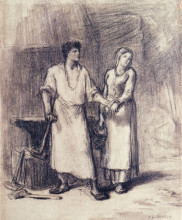 Репродукция картины "кузнец и его невеста" художника "милле жан-франсуа"