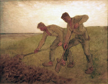 Репродукция картины "the diggers" художника "милле жан-франсуа"
