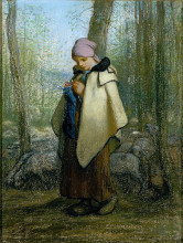Репродукция картины "пастушка за вязаньем" художника "милле жан-франсуа"