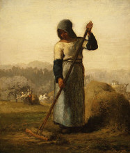 Репродукция картины "женщина с граблями" художника "милле жан-франсуа"